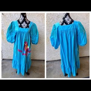 70s Ramona Rull Boho Parrot Festival MuMu Sz XL